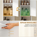 Mobile a Colonna Bagno Canettato 31,5x29,7x171,5 cm con Cassetto e Ripiani Regolabili in Legno Bianco      