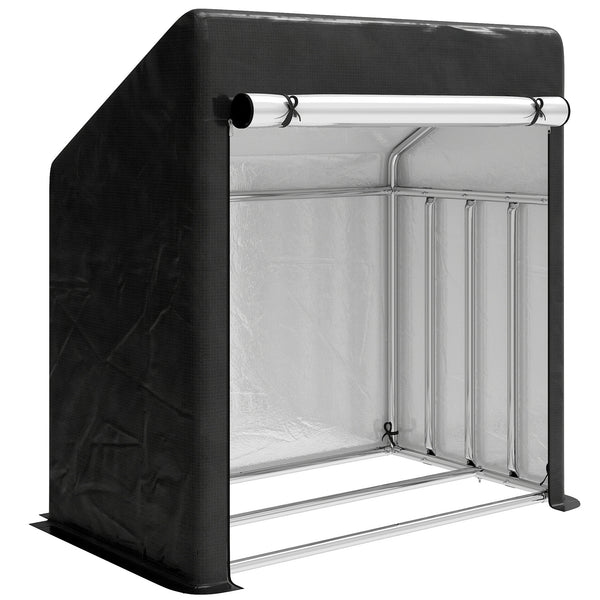 online Portalegna da Esterno 100x60x110 cm in Acciaio Rinforzato con Copertura Impermeabile Nero