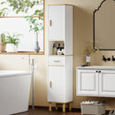 Mobile a Colonna Bagno Canettato 31,5x29,7x171,5 cm con Cassetto e Ripiani Regolabili in Legno Bianco      