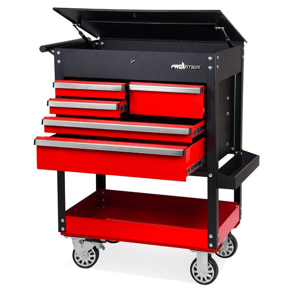 acquista Werkstatt-Werkzeugwagen 92,5 x 52 x 106 cm in schwarzem und rotem Stahl