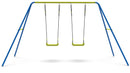 Altalena 2 Posti da Esterno 295x170x180 cm in Acciaio Blu e Gialla