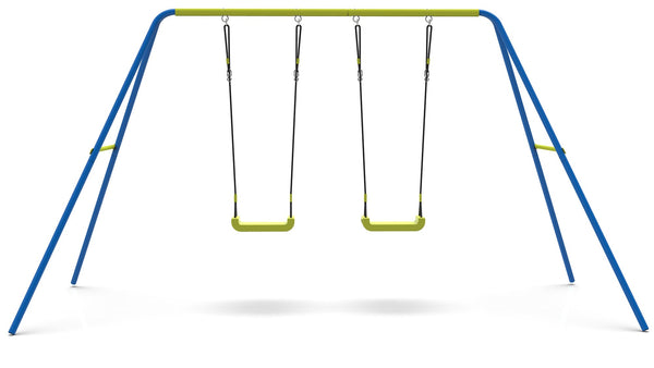 prezzo 2-Sitzer Outdoor-Schaukel 295 x 170 x 180 cm in blauem und gelbem Stahl