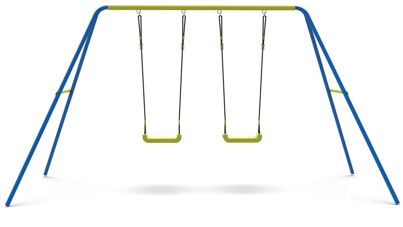 Altalena 2 Posti da Esterno 295x170x180 cm in Acciaio Blu e Gialla