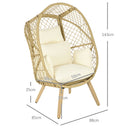 Sedia da Giardino a Uovo con Seduta Imbottita e Poggiatesta 88x85x143 cm in Rattan PE e Acciaio 