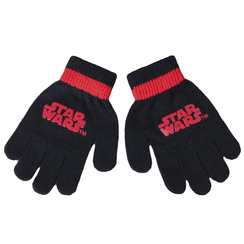 Set Invernale Cappello Sciarpa e Guanti per Bambino Taglia Unica Star Wars Rosso Nero