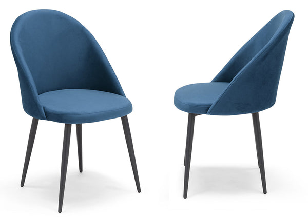 Set 2 sedie Imbottite 51x58x87 cm In Tessuto Tiffany Lola Blue Notte acquista