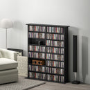 Libreria Porta CD 106,5x24x123,7 cm Design Moderno 16 Ripiani in Legno Nero 