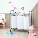 Carrello Portabiancheria 77x41x81,5 cm 3 Sacchi in Acciaio Grigio