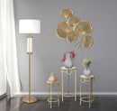 Lampada da Terra Ottoman Ø40x158 cm in Ferro e Vetro e Tessuto Oro e Bianco