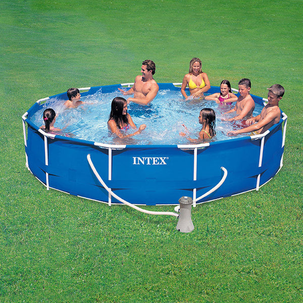 sconto Runder oberirdischer Pool H76x366cm mit Intex Rahmenfilterpumpe
