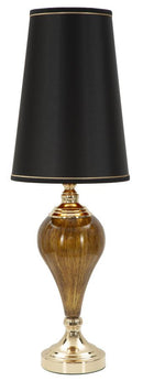 Lampada da Tavolo Fashion Glam Ø27x81 cm in Ferro Plastica e Poliestere Nero e Oro