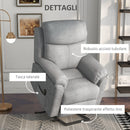 Poltrona Alzapersona Elettrica 83x89x102 cm in Poliestere effetto Lino Grigio