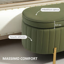 Panca Contenitore Ovale 108x44x43,5 cm da 72L in Tessuto Effetto Velluto Verde  