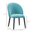 Set 2 Sedie Imbottite 52x54x79 cm in Tessuto Effetto Velluto Verde Chiaro