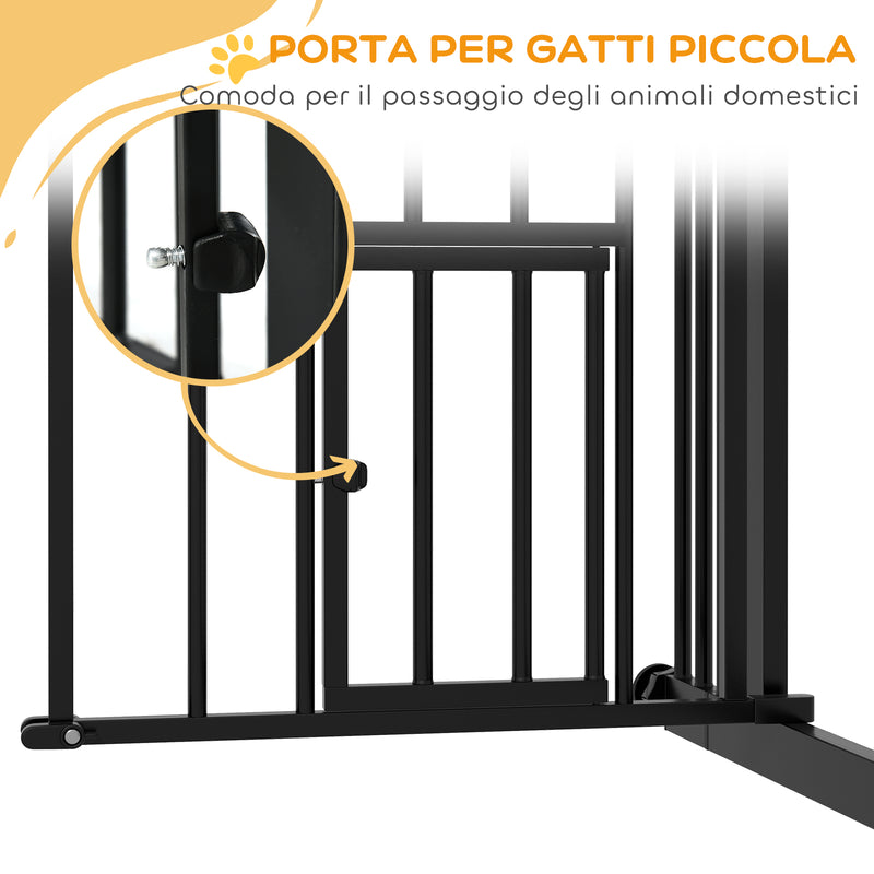 Cancelletto per Cani Taglia Piccola e Media 74-100x76 cm con Chiusura Automatica Nero  