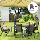 Set 4 Sedie da Giardino 56x69x106 cm Pieghevoli e Traspiranti in Acciaio e Poliestere Grigio  