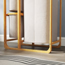 Cesto Portabiancheria con 3 Scomparti Estraibili in Tessuto color Crema e Struttura in Bambù 50x32x69,7 cm   