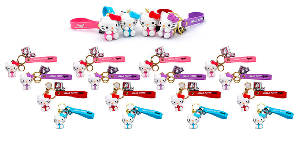 sconto Set 24 Portachiavi Hello Kitty 3D in Silicone per Bambini Varie Colorazioni