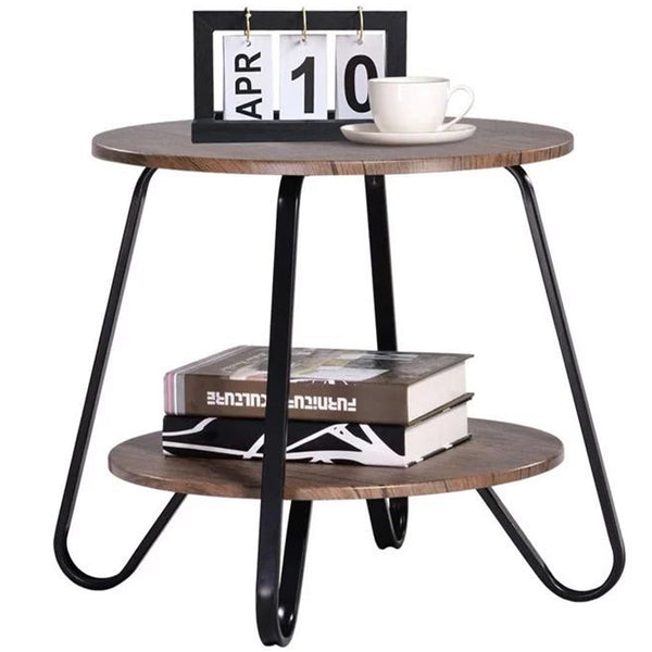 Tavolino Tavolo Moderno Design Rotondo con Struttura Nera Piano Noce Salvaspazio acquista