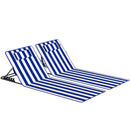 Set 2 Sdraio da Spiaggia 154x57x52 cm con Schienale Regolabile su 4 Livelli in Acciaio e Poliestere Blu Bianco      