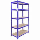 Set 5 Scaffali Senza Bulloni 90x45x180 cm con Connettori in Acciaio Blu 