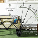 Carrello da Giardino Pieghevole 78L 105x52x70-110 cm in Acciaio Tessuto Oxford e Plastica Cachi