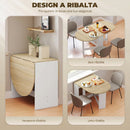 Tavolo Pieghevole per 6 Persone 163x80x75 cm con 2 Ribalte Ovale in Legno Color Legno      