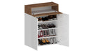 Scarpiera 2 Ante e 1 Ripiano a Ribalta 76x35x100 cm Savona 2A 1R Bianco Opaco/Rovere Wotan  
