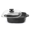 Tegame Quadrato con Coperchio in Vetro Antiaderente 2 Manici 28x28 cm Olympia Hard Cook