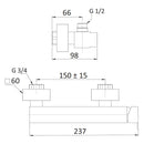 Rubinetto Miscelatore Monocomando Doccia Esterno in Ottone Mariani Polar Cromato