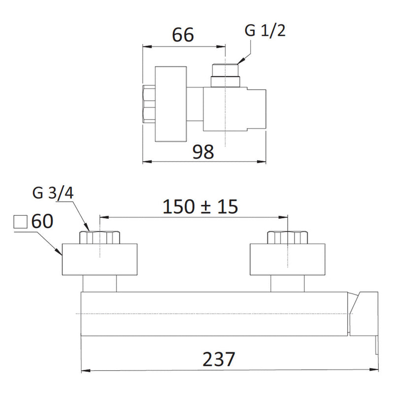 Rubinetto Miscelatore Monocomando Doccia Esterno in Ottone Mariani Polar Cromato