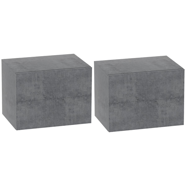 Set di 2 Comodini Sospesi Design Moderno 40x29x30 cm con 2 Cassetti Grigio Cemento sconto