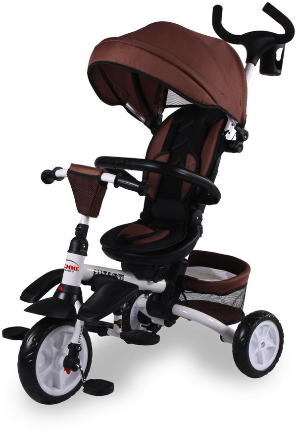 Kid Smile Elite Brauner Dreirad-Kinderwagen mit 360° drehbarem Sitz prezzo