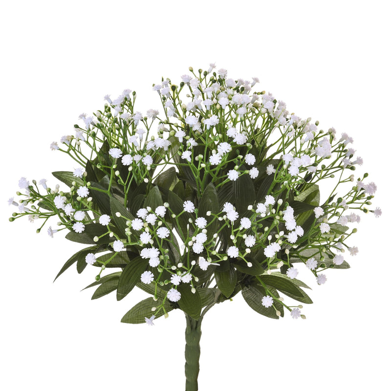 Set 2 Cespuglio Artificiale di Mini Gypsophila Altezza 34 cm Bianco
