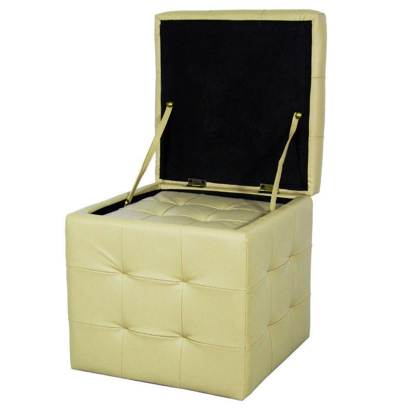 Set 2 Pouf Contenitore in Similpelle Biscube Luxury Crema