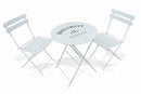 Set da Giardino Pieghevole in Ferro con Tavolo e 2 Sedie Soriani Bistrot Bianco