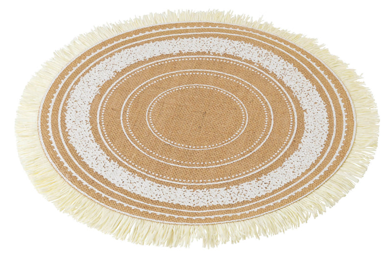 Set 6 Tovagliette Tonda in Juta Ø38 cm Villa d'Este Home Tivoli White