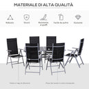 Set Tavolo e 6 Sedie Pieghevoli da Giardino in Ferro e Tessuto di Texilene 