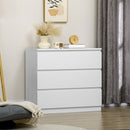 Cassettiera 3 Cassetti Moderna senza Maniglie per Camera e Soggiorno 80x39x73 cm Laccato Bianco      