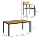 Set da Giardino con Tavolo da Pranzo Allungabile e 6 Sedie Impilabili in Acciaio e Textilene Marrone    