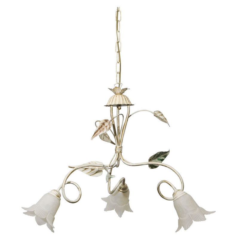 Lampadario 3xE14 Montatura Anticata Vetro Paglierino E-Energy Arianna