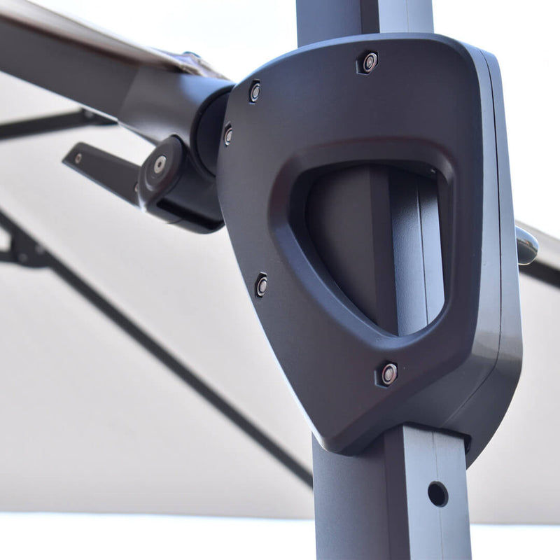 Ombrellone da Giardino Decentrato 3x3m in Alluminio Telo in Poliestere Mosini Jazz Grigio e Bianco