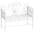 Panchina 2 Posti da Giardino in Ferro Romantico Bianco 109.5x51x95.5 cm 