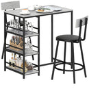 Set da Pranzo 3 Pezzi con Bancone Bar con Ripiani e 2 Sedie Alte Grigio Chiaro     