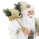 Pupazzo Babbo Natale H90 cm con Luci e Suoni Bianco e Oro