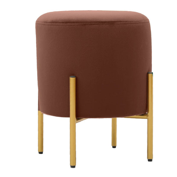 online Pouf Ø35x42 cm in velluto marrone e piedi in ottone