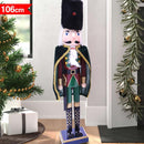 Soldato Schiaccianoci di Natale Alto 106 cm con Meccanismo Funzionante e Capelli in Peluche in Legno      