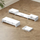 Supporto per Monitor da Scrivania 60-116x22x12 cm con 2 Cassetti 3 Spazi Sottostanti Portata 14kg Bianco      