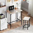 Set da Pranzo 3 Pezzi con Tavolo da Cucina e 2 Sgabelli Bar in Legno e Acciaio color Legno e Nero    