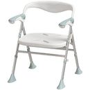 Sedia Doccia Pieghevole 51,5x61,5x63-74,5 cm con Braccioli Ribaltabili e Altezza Regolabile Portata 136 kg in Lega di Alluminio      